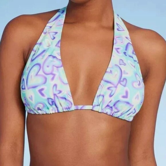 NEW Wild Fable Swirl Heart Print Bikini Top – Size M (8–10) – Adjustable Halter - Picture 3 of 6